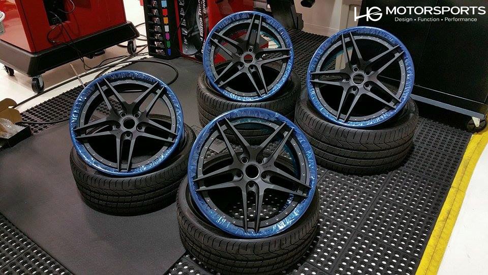 HRE S107 wheel installation on customized Ferrari 458 Spider